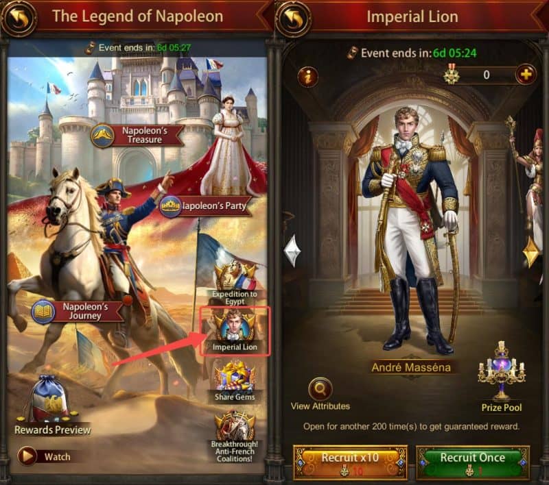 Get Evony André Masséna from the Imperial Lion Event